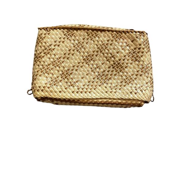 Vintage Handwoven Straw Bag Set Boho Beach Clutch Purse Natural Woven Tote - Picture 1 of 10